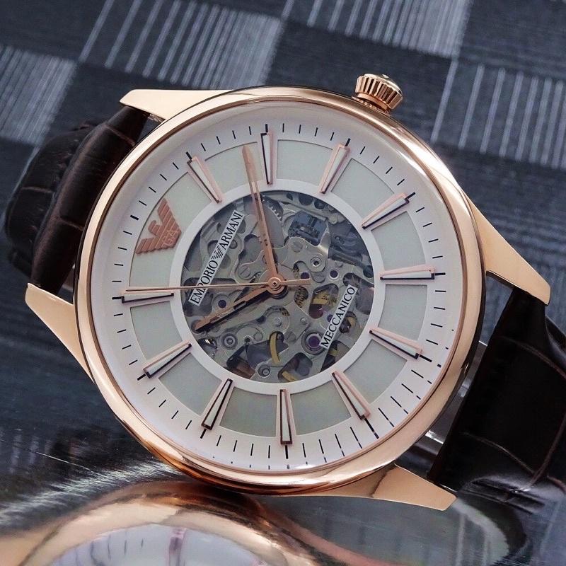 Emporio Armani 亞曼尼 碗錶 手錶 AR2073 男錶 女錶 43mm 羅馬簍空造型時尚錶 機械碗錶 機械-細節圖3