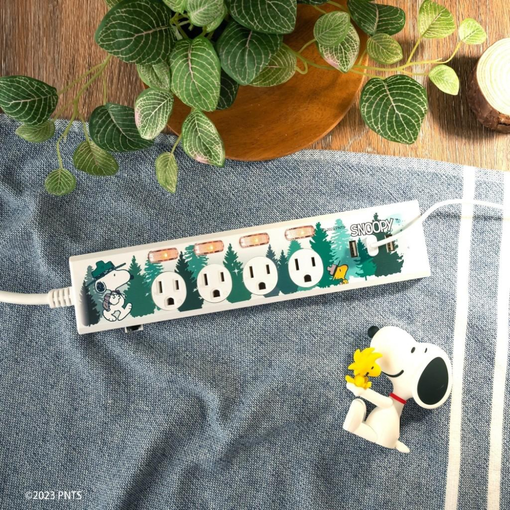 infoThink 訊想科技 史努比 歐拉夫 電源線 延長線 四開四插三孔 三開四插三孔 USB延長線 1.8m-細節圖3