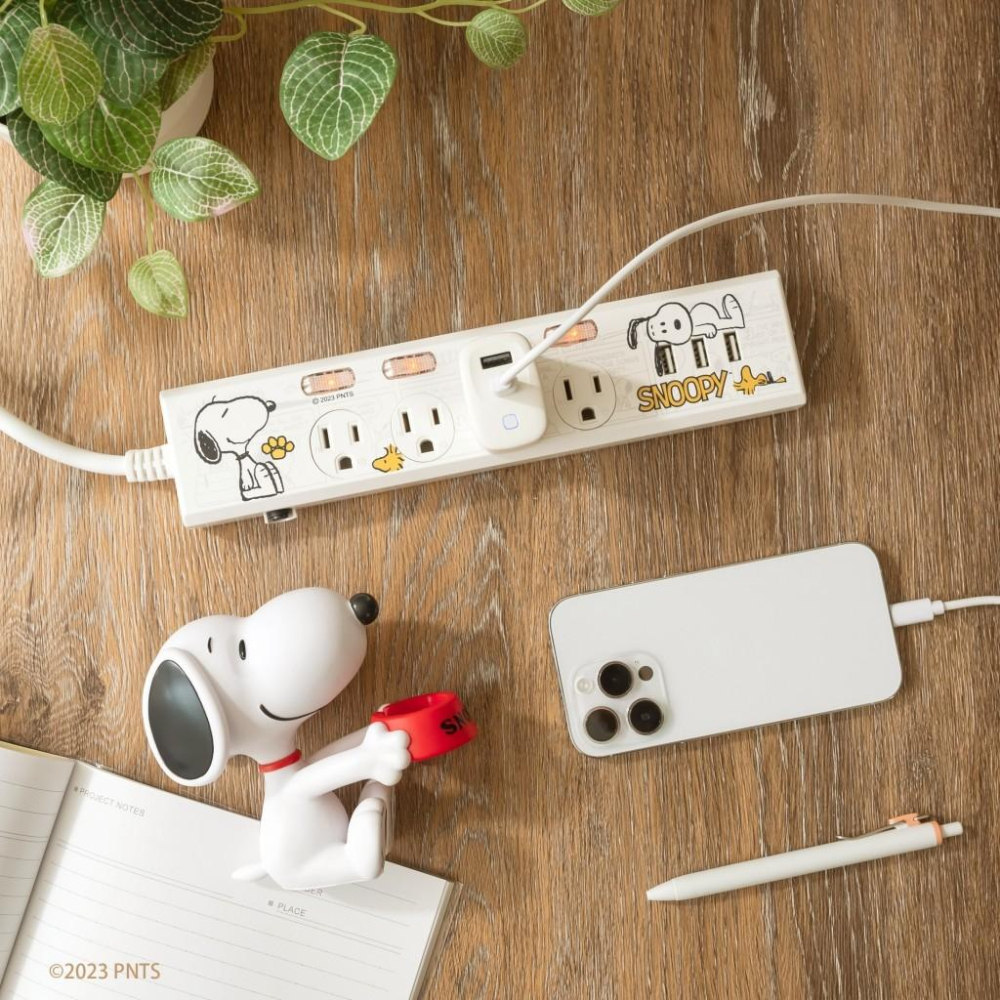 infoThink 訊想科技 史努比 歐拉夫 電源線 延長線 四開四插三孔 三開四插三孔 USB延長線 1.8m-細節圖4