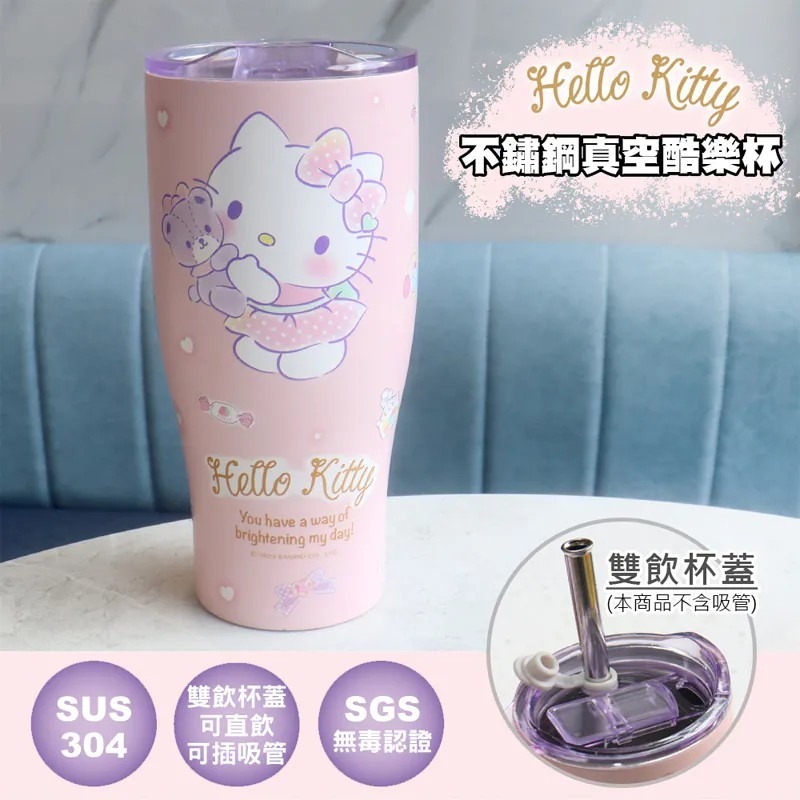 三麗鷗 Hello Kitty 庫洛米 酷洛米 大耳狗 900ml 不鏽鋼真空酷樂杯 冰霸杯 冰壩杯-規格圖8