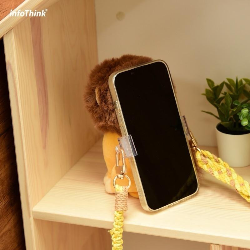 【限時購】 infothink 訊想科技 迪士尼 獅子王 絨毛公仔手機背夾+隨身環保袋 娃娃 手機頸掛繩 手機掛繩-細節圖3