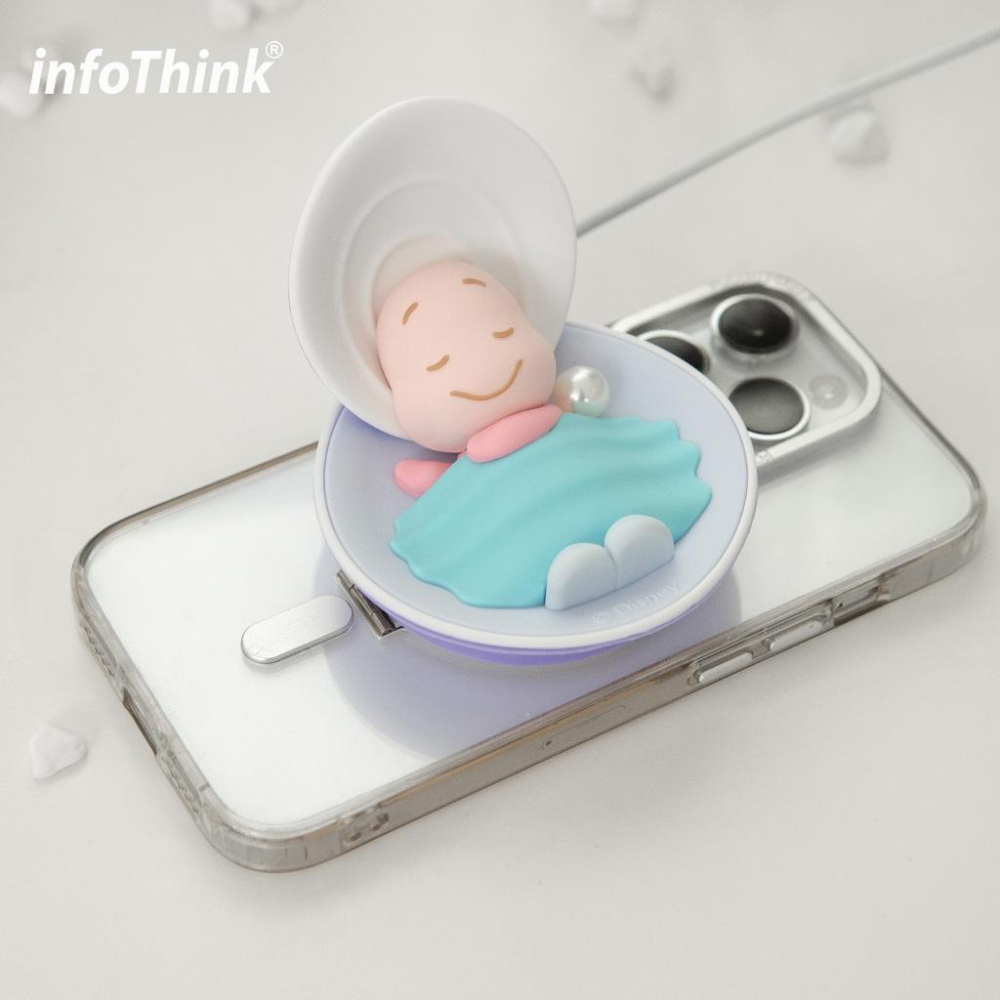 infoThink 訊想科技 迪士尼 愛麗絲夢遊仙境 小牡蠣 牡蠣寶寶 公仔磁吸充電盤 無線充電器 無線充電盤 充電盤-細節圖3