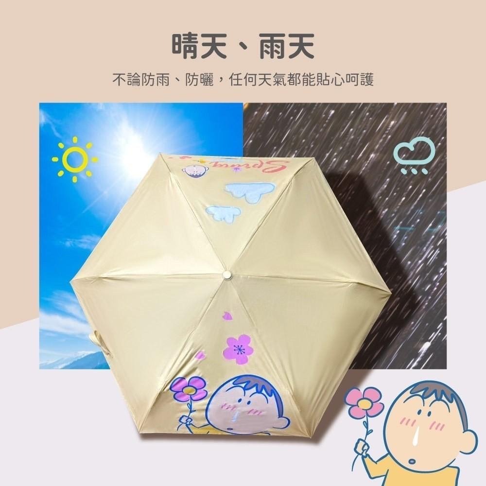 蠟筆小新 阿呆 21吋 輕便手開傘 雨傘 摺疊傘 遮陽傘 黑膠傘 春日阿呆版-細節圖7