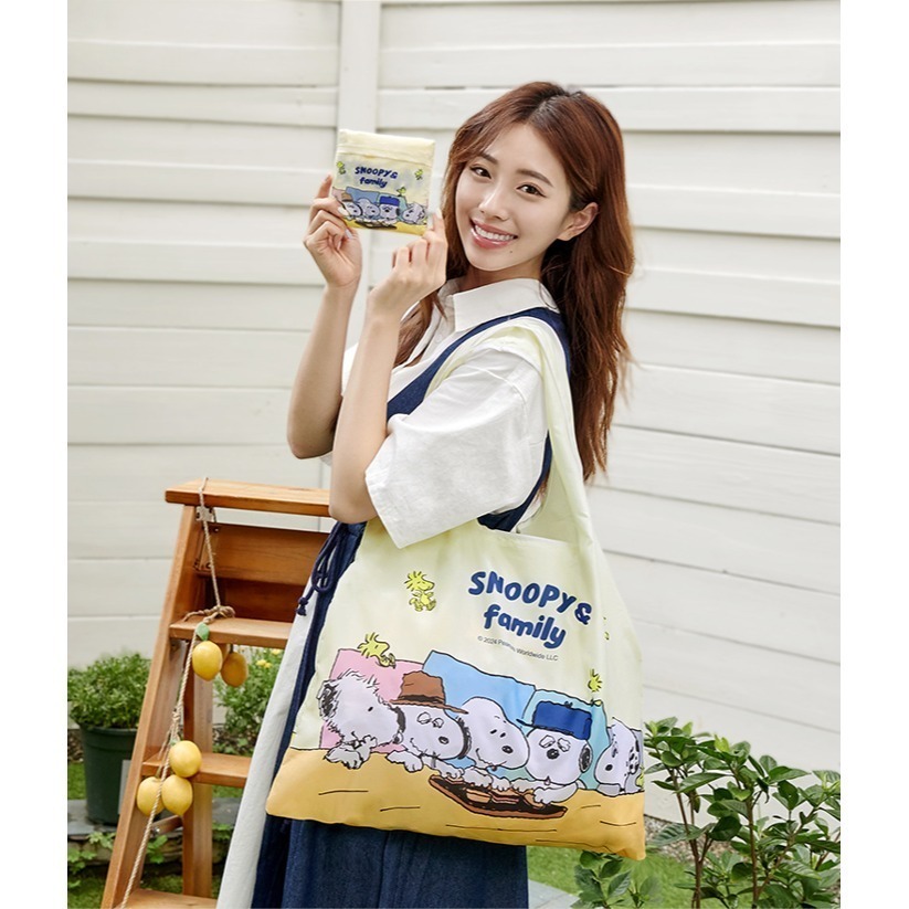 史努比 Snoopy 俏皮可折疊購物袋 購物袋 手提袋 環保袋 摺疊購物袋-細節圖2