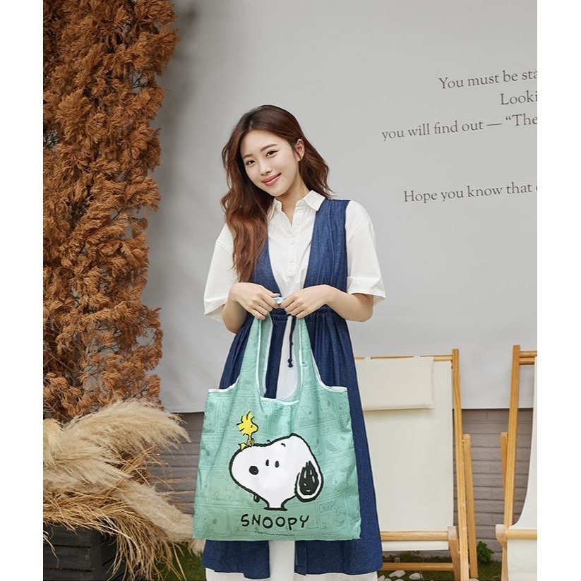 史努比 Snoopy 俏皮可折疊購物袋 購物袋 手提袋 環保袋 摺疊購物袋-細節圖4