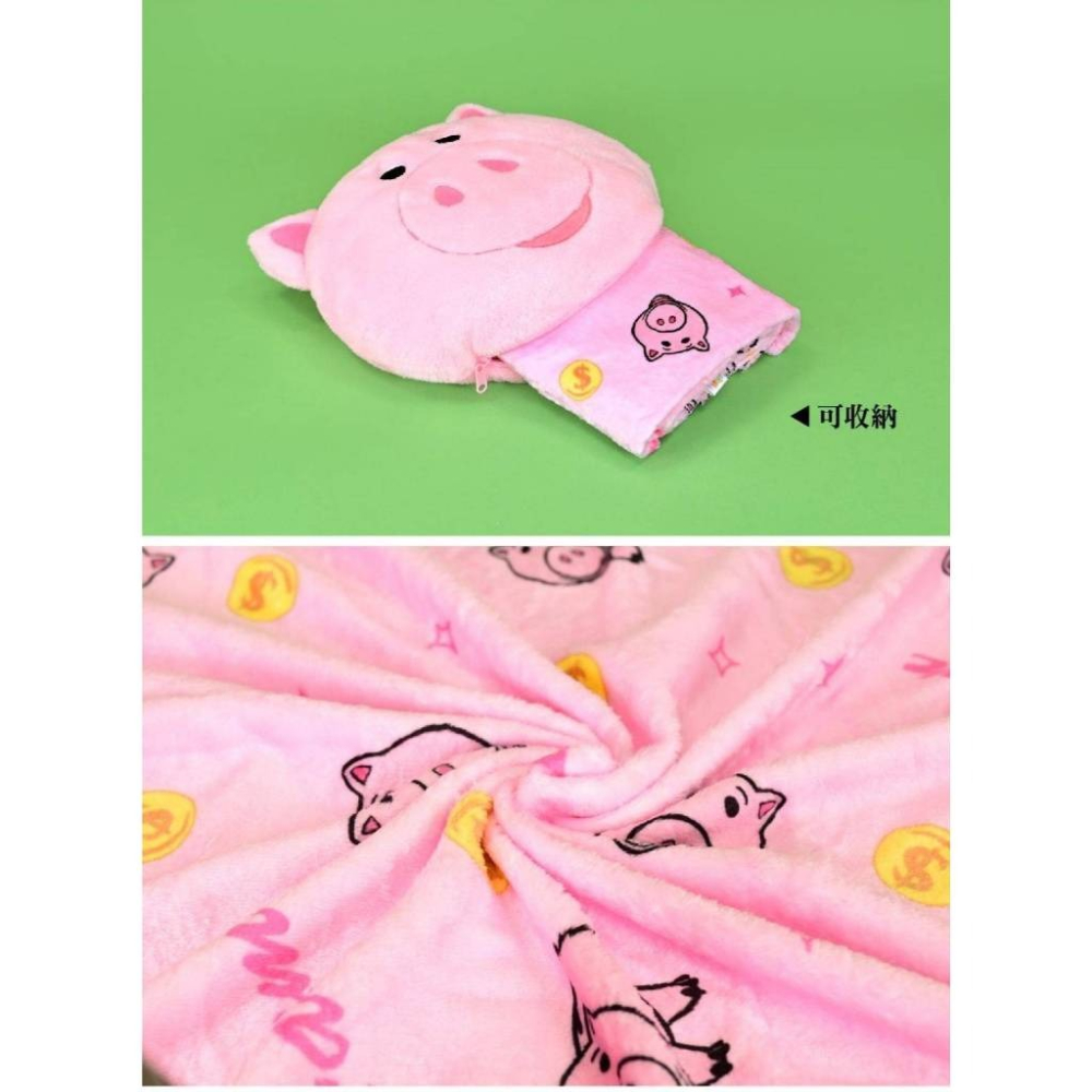 迪士尼 皮克斯 頭型毯被 被子 毯子 抱枕 枕頭 冷氣毯 薄毯 熊抱哥 三眼怪 火腿豬-細節圖2