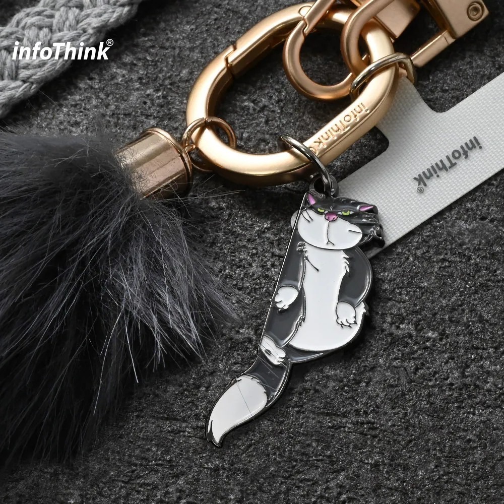 infothink 訊想科技 迪士尼 魯斯佛 貓咪 手機編織頸掛繩 手機掛繩 公仔吊繩-細節圖2