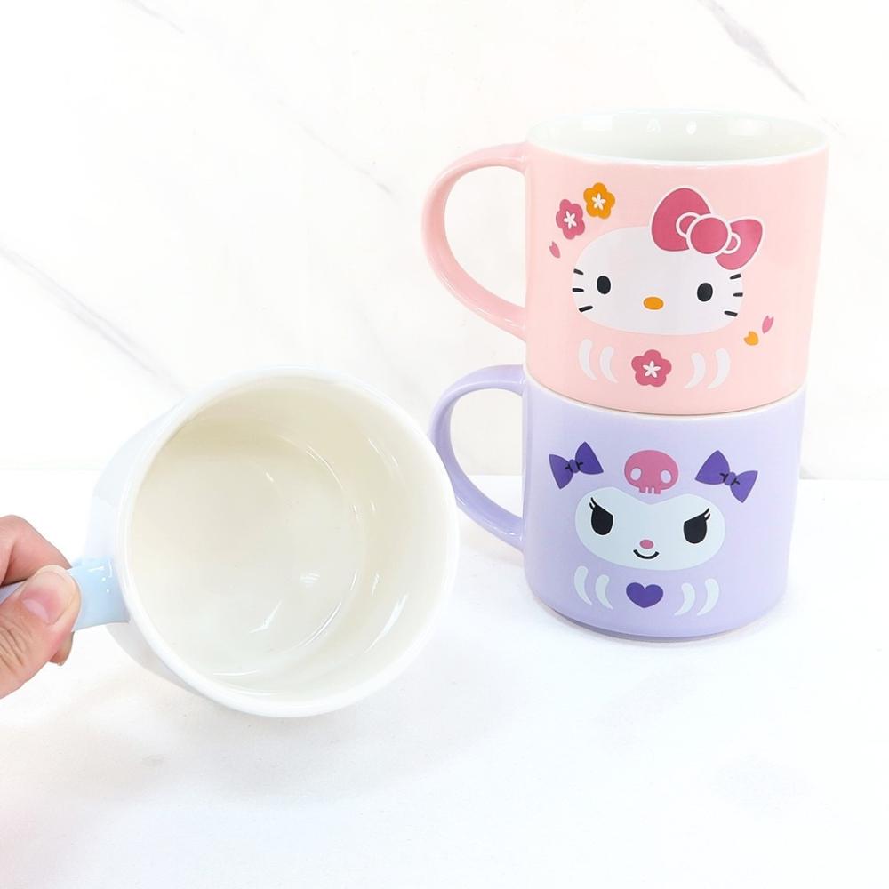 三麗鷗 Kitty 酷洛米 大耳狗 400ml 達摩疊疊杯 陶瓷馬克杯 咖啡杯 水杯 馬克杯-細節圖4