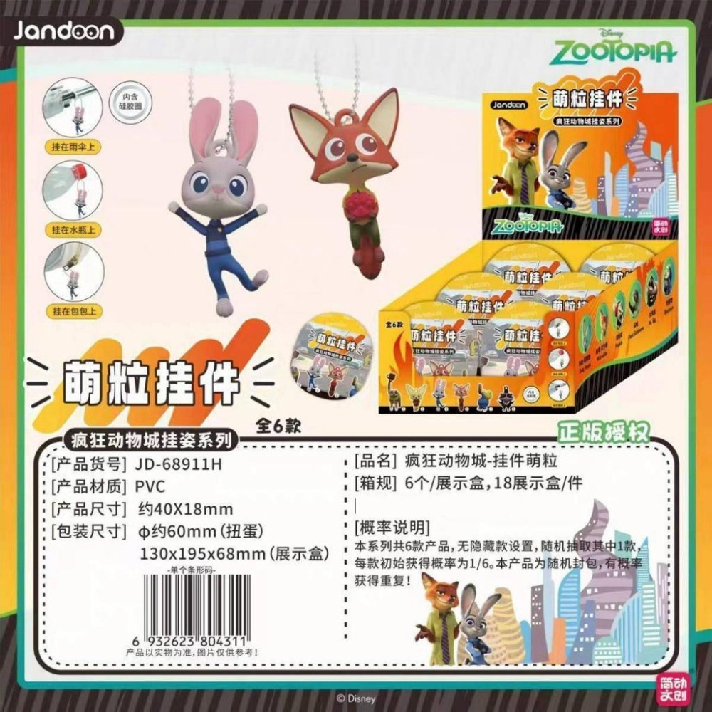 【限時購】迪士尼 動物方城市 萌粒公仔盲蛋 盲盒 掛件 玩具 盲抽盒-細節圖3