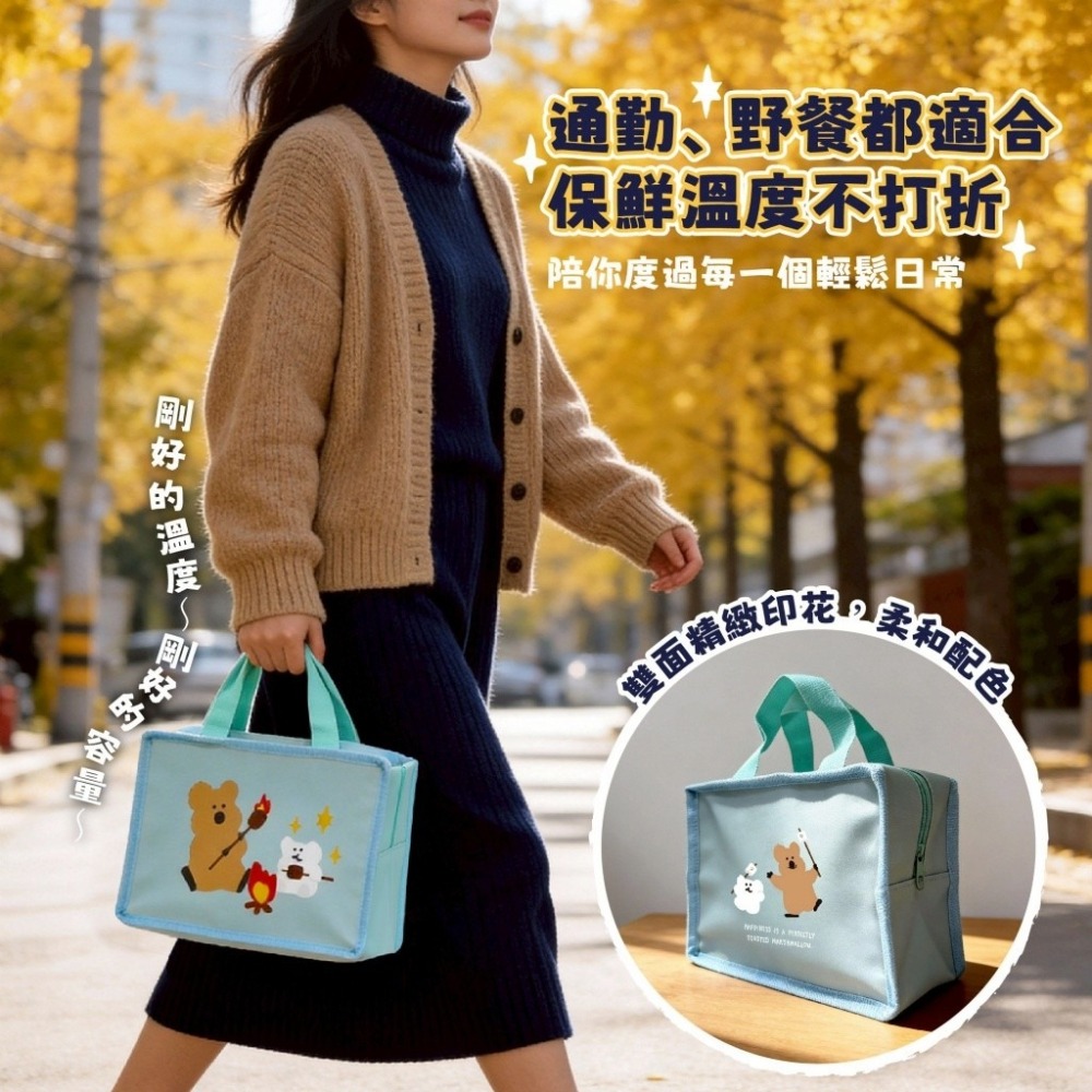 【限時購】Dinotaeng 短尾矮袋鼠 霧面漆皮保溫袋 保溫袋 保冰袋 午餐袋 手提袋 野餐袋-細節圖7