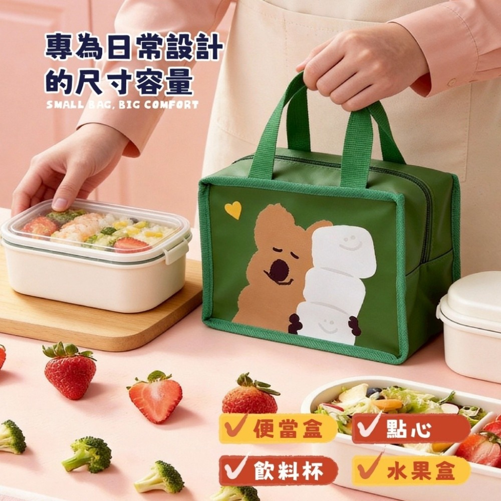 【限時購】Dinotaeng 短尾矮袋鼠 霧面漆皮保溫袋 保溫袋 保冰袋 午餐袋 手提袋 野餐袋-細節圖9