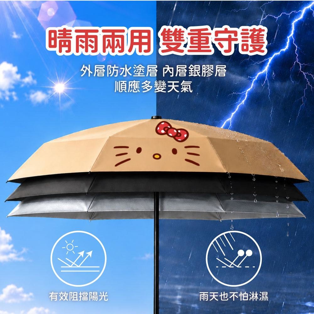 三麗鷗 Kitty 21吋晴雨兩用傘_曬黑大臉款 雨傘 雨具 防曬傘 遮陽ˇ329-細節圖5