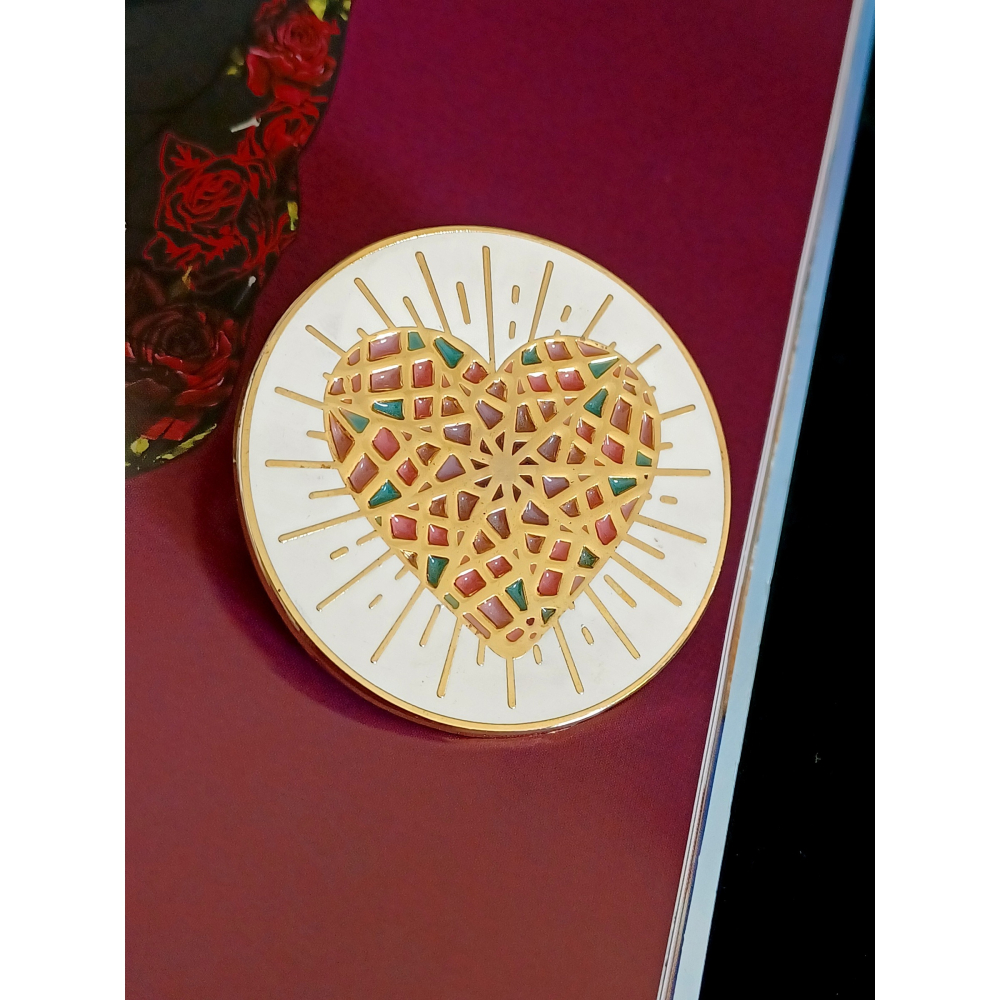 vintage jewelry  Snarky 馬賽克琺瑯心型 胸針 別針 780元-細節圖4