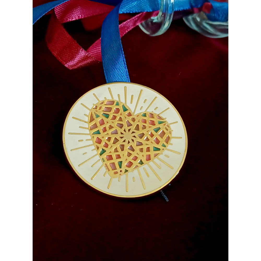 vintage jewelry  Snarky 馬賽克琺瑯心型 胸針 別針 780元-細節圖6