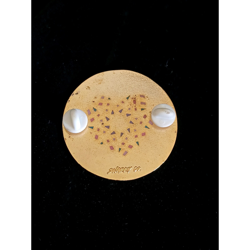 vintage jewelry  Snarky 馬賽克琺瑯心型 胸針 別針 780元-細節圖9