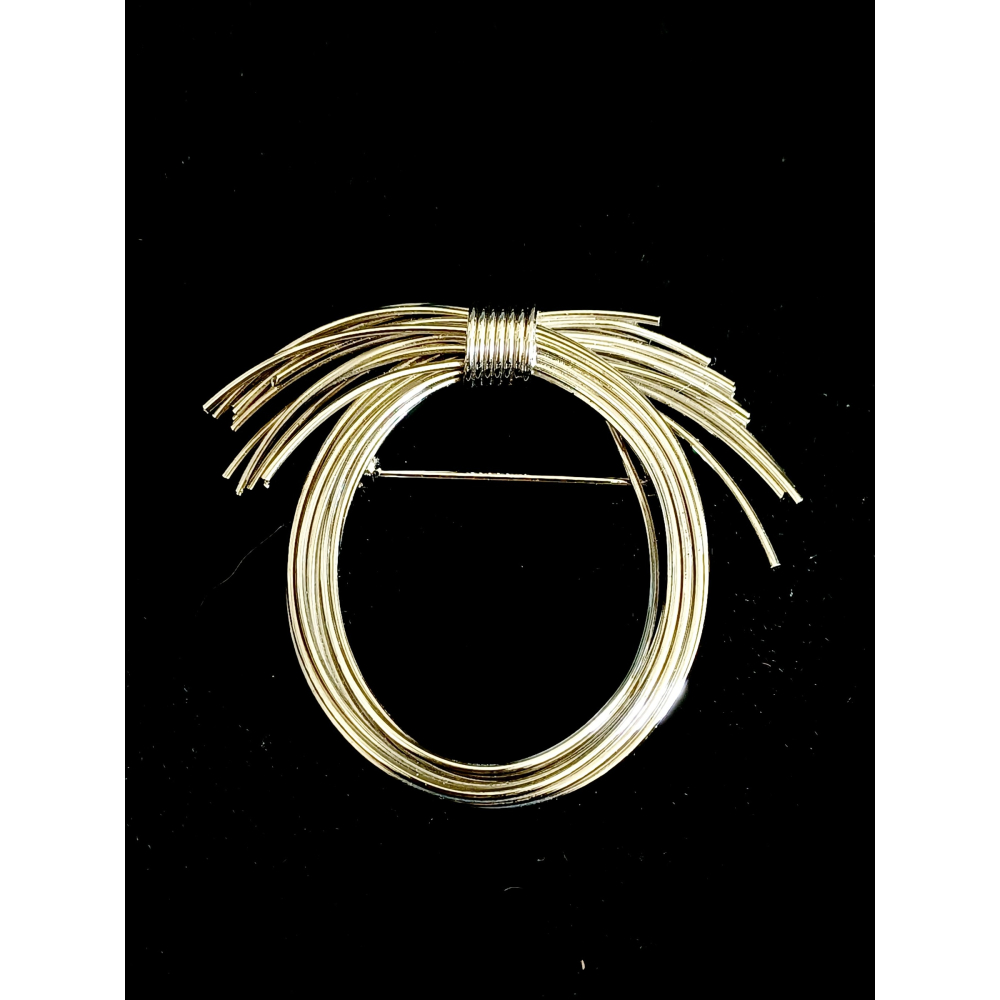 vintage jewelry  典雅立體金屬絲花環 胸針 別針 1180元-細節圖5