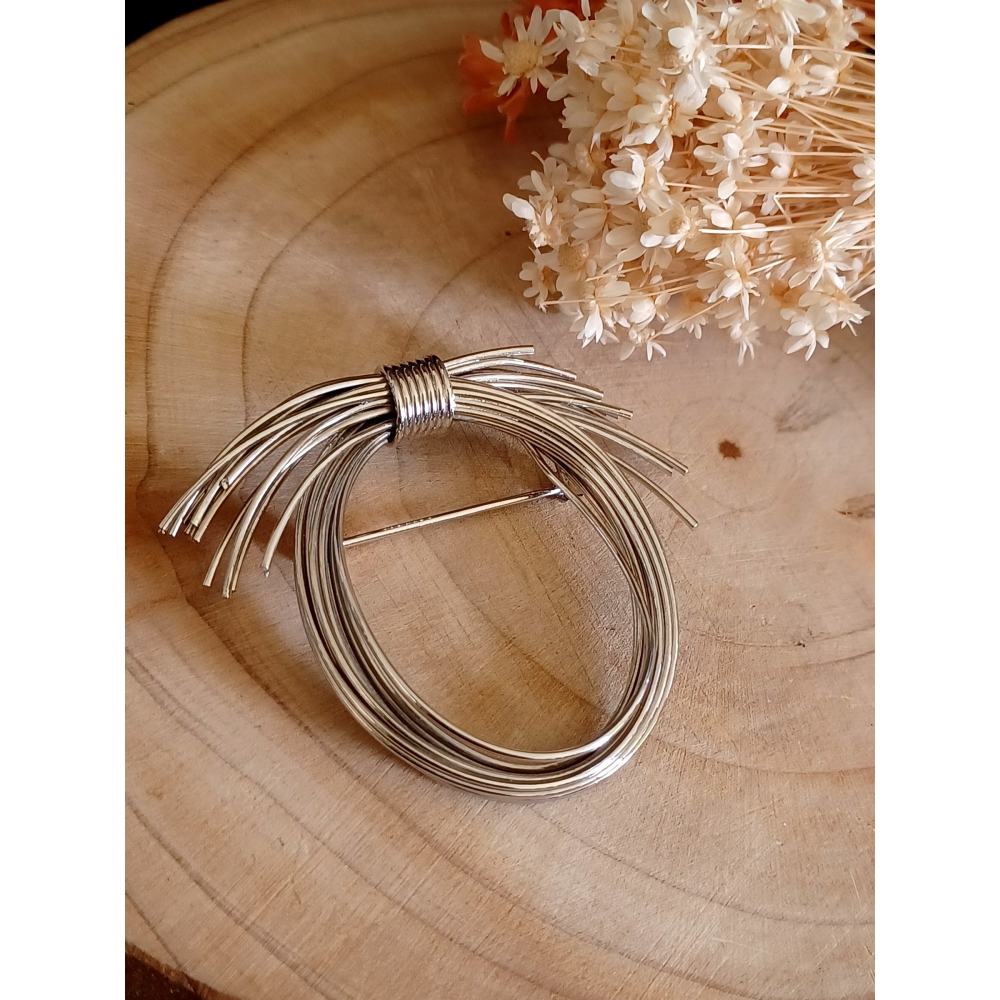 vintage jewelry  典雅立體金屬絲花環 胸針 別針 1180元-細節圖7