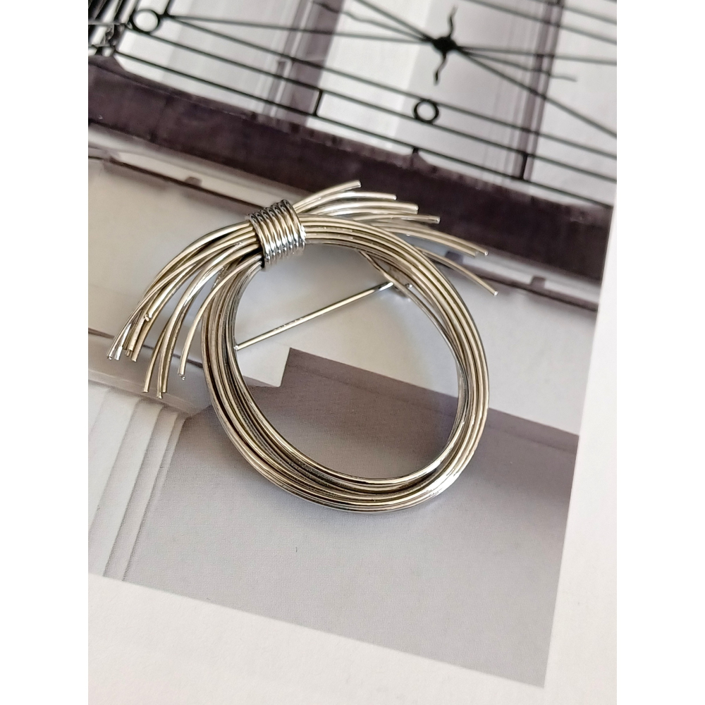 vintage jewelry  典雅立體金屬絲花環 胸針 別針 1180元-細節圖8