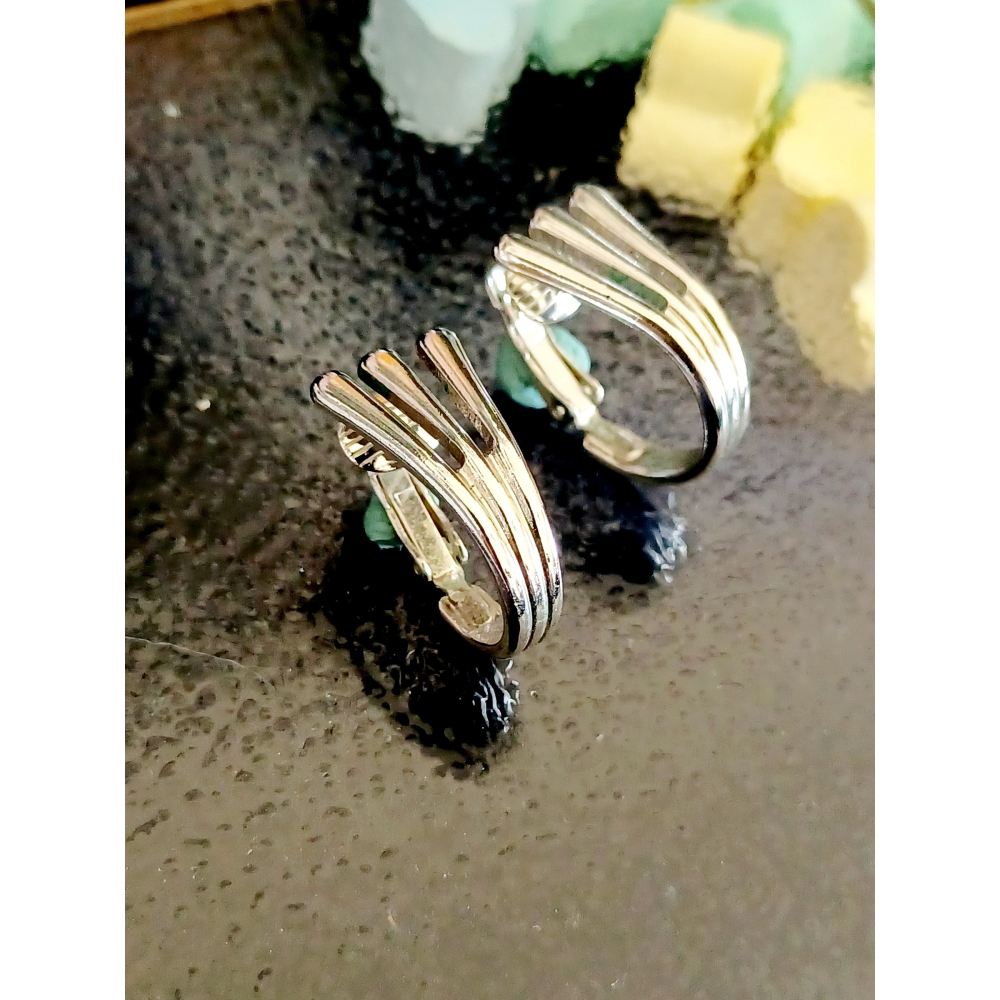 vintage jewelry  AVON 經典銀色三爪 夾式耳環 780元-細節圖4