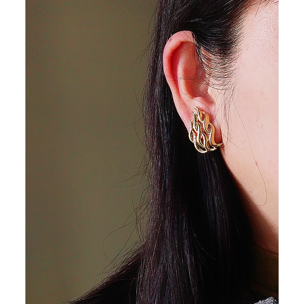 vintage jewelry Trifari 典雅金色火焰 夾式耳環 980元-細節圖2
