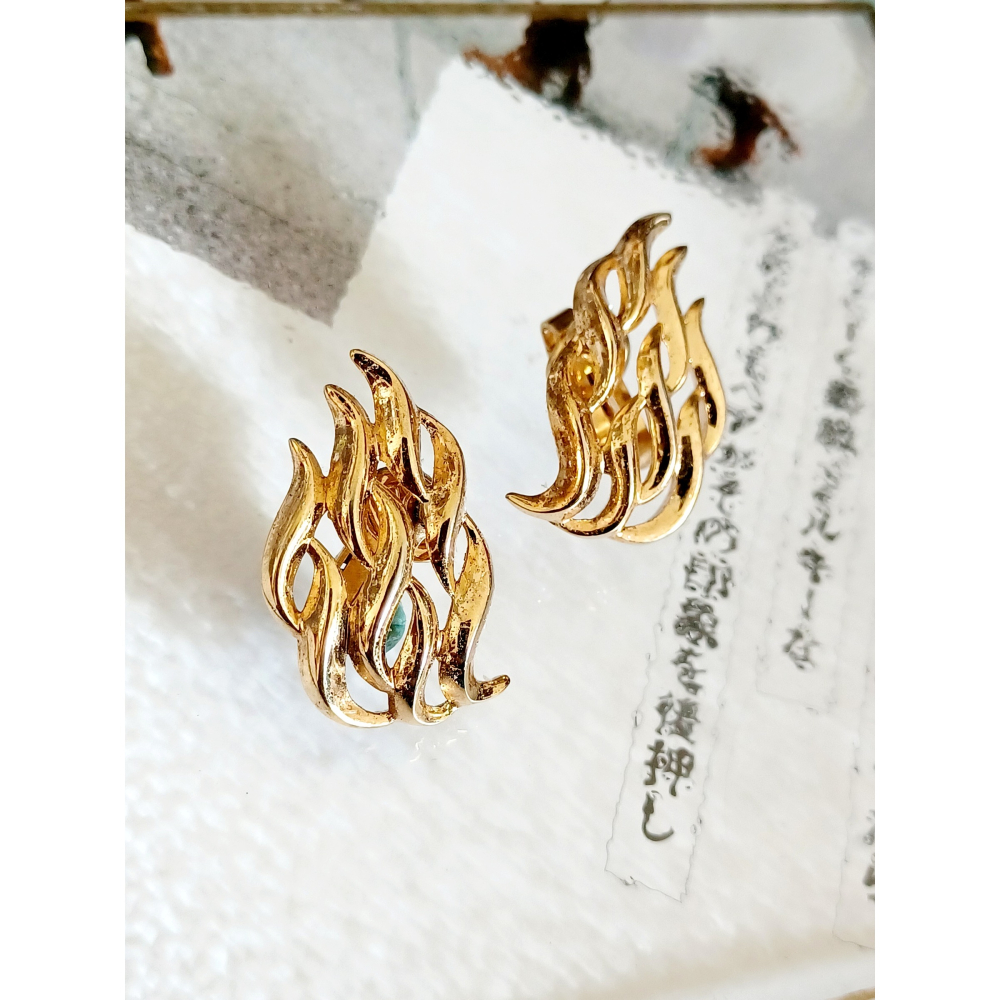 vintage jewelry Trifari 典雅金色火焰 夾式耳環 980元-細節圖3