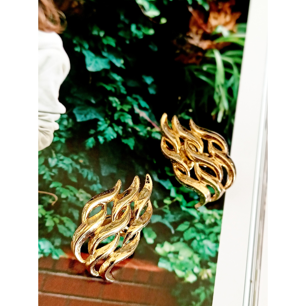 vintage jewelry Trifari 典雅金色火焰 夾式耳環 980元-細節圖4