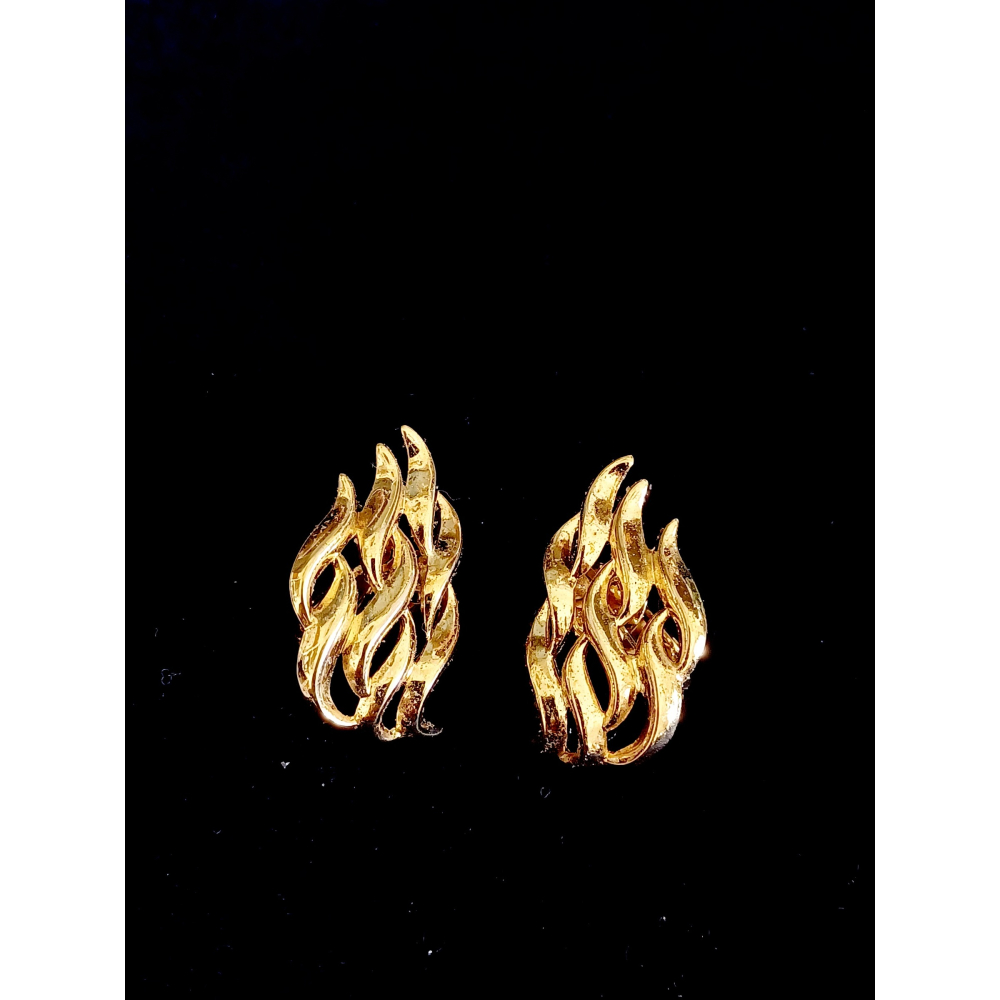 vintage jewelry Trifari 典雅金色火焰 夾式耳環 980元-細節圖5