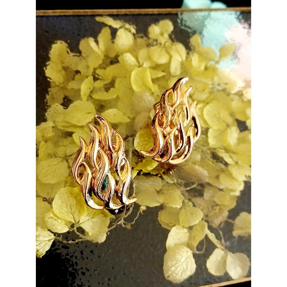 vintage jewelry Trifari 典雅金色火焰 夾式耳環 980元-細節圖6