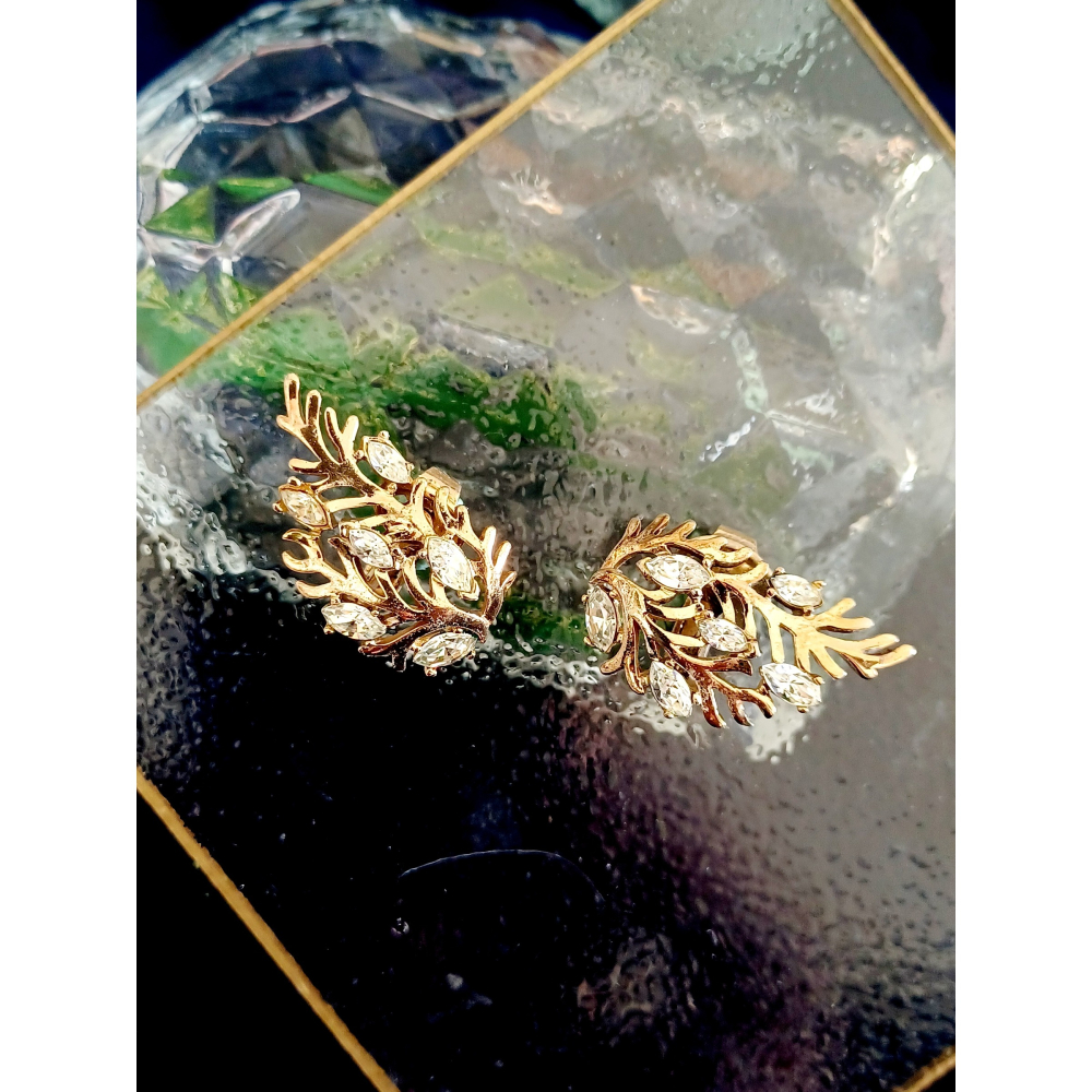vintage jewelry  Trifari 華麗金色松枝萊茵 夾式耳環 1280元-細節圖4