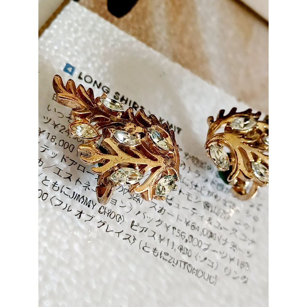 vintage jewelry  Trifari 華麗金色松枝萊茵 夾式耳環 1280元-細節圖8