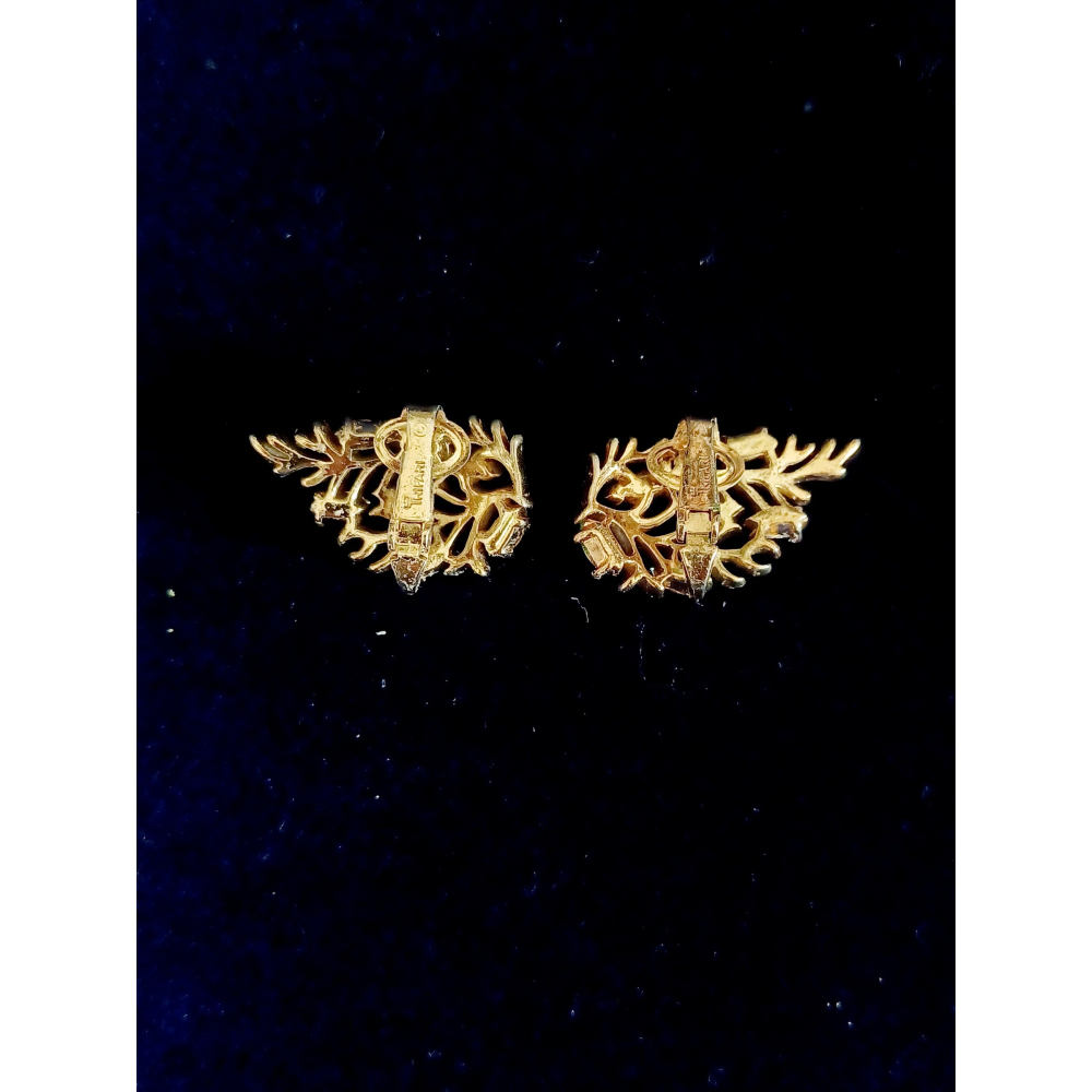 vintage jewelry  Trifari 華麗金色松枝萊茵 夾式耳環 1280元-細節圖9