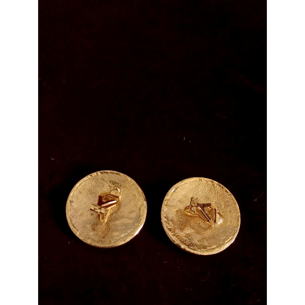 vintage jewelry  時尚圓形金邊紅琺瑯 夾式耳環  680元-細節圖9