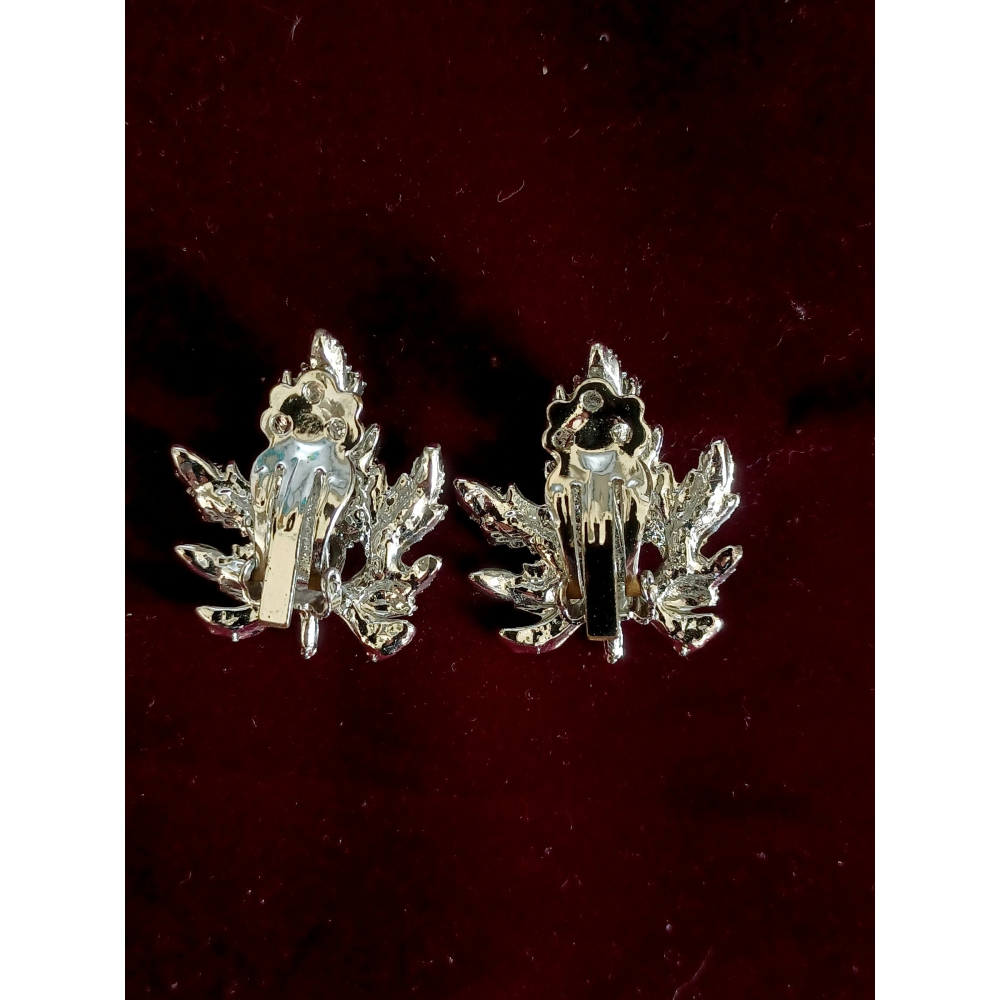 vintage jewelry  典雅立體銀色蕨葉 夾式耳環 680元-細節圖9