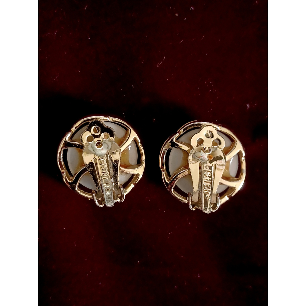 vintage jewelry  LISNER 氣質佳人淡藍塑膠玻璃 夾式耳環 680元-細節圖9