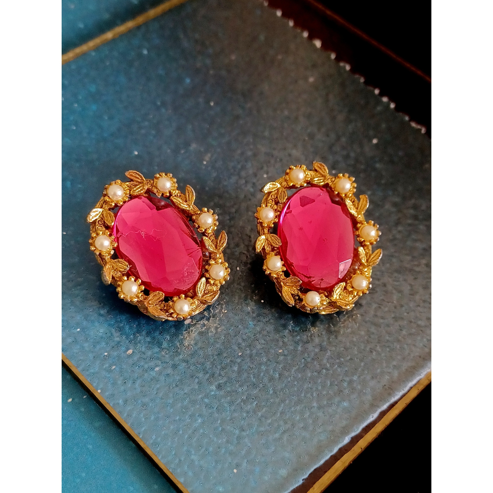 vintage jewelry  華麗粉紅水鑽 夾式耳環 680元-細節圖3