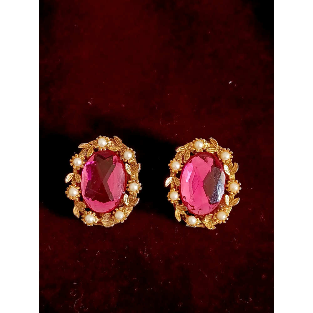 vintage jewelry  華麗粉紅水鑽 夾式耳環 680元-細節圖4