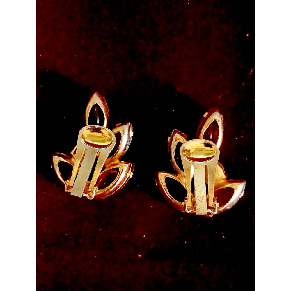 vintage jewelry  古典糖膠棕色萊茵 夾式耳環 780元-細節圖9