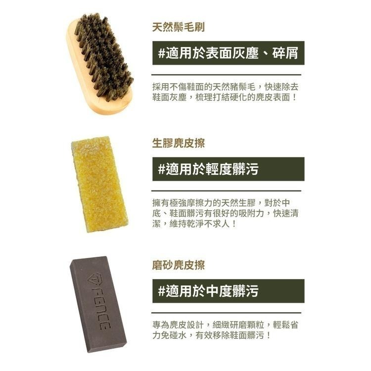 現貨秒出🥳 防禦工事 麂皮清潔 麂皮 牛巴戈 中底 清潔劑 三件組​ 磨砂/生膠/鬃毛刷 TFSCSC030-細節圖3