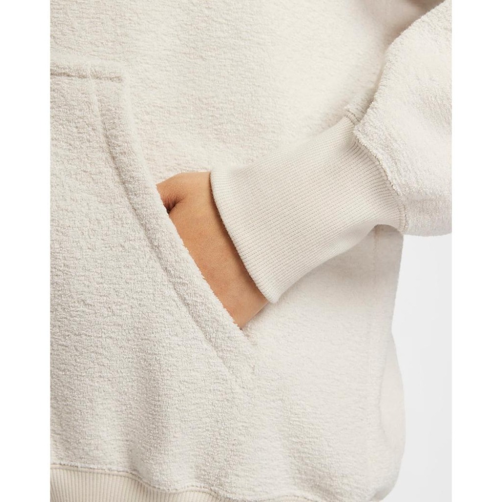 Nike Sportswear 外套 毛外套 連帽上衣 舒適  內外刷毛 女款 米白 FZ1268 104 (寬鬆版)-細節圖5