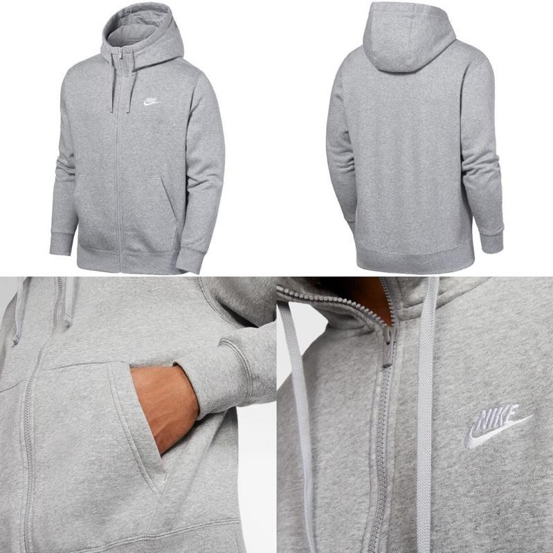 Nike Sportswear Club 長袖 外套 連帽 休閒 運動 棉質 刷毛 BV2646 黑 010 灰 063-細節圖8