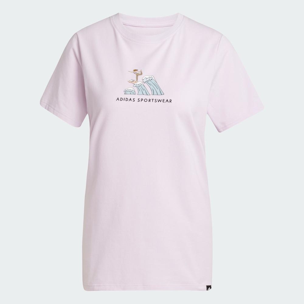 Adidas CODES DOODLE SURF 短袖 上衣 T恤 運動 休閒 米白 JX5330 紫 JX5328-細節圖2