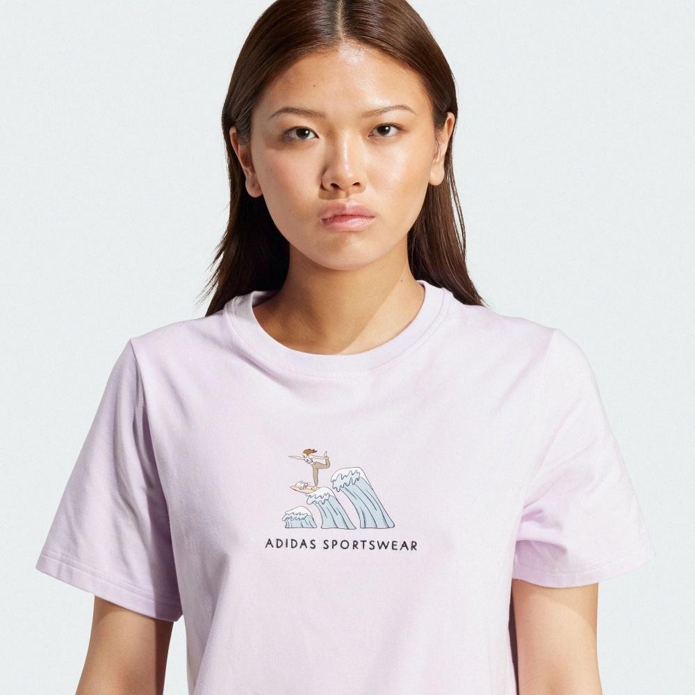 Adidas CODES DOODLE SURF 短袖 上衣 T恤 運動 休閒 米白 JX5330 紫 JX5328-細節圖8