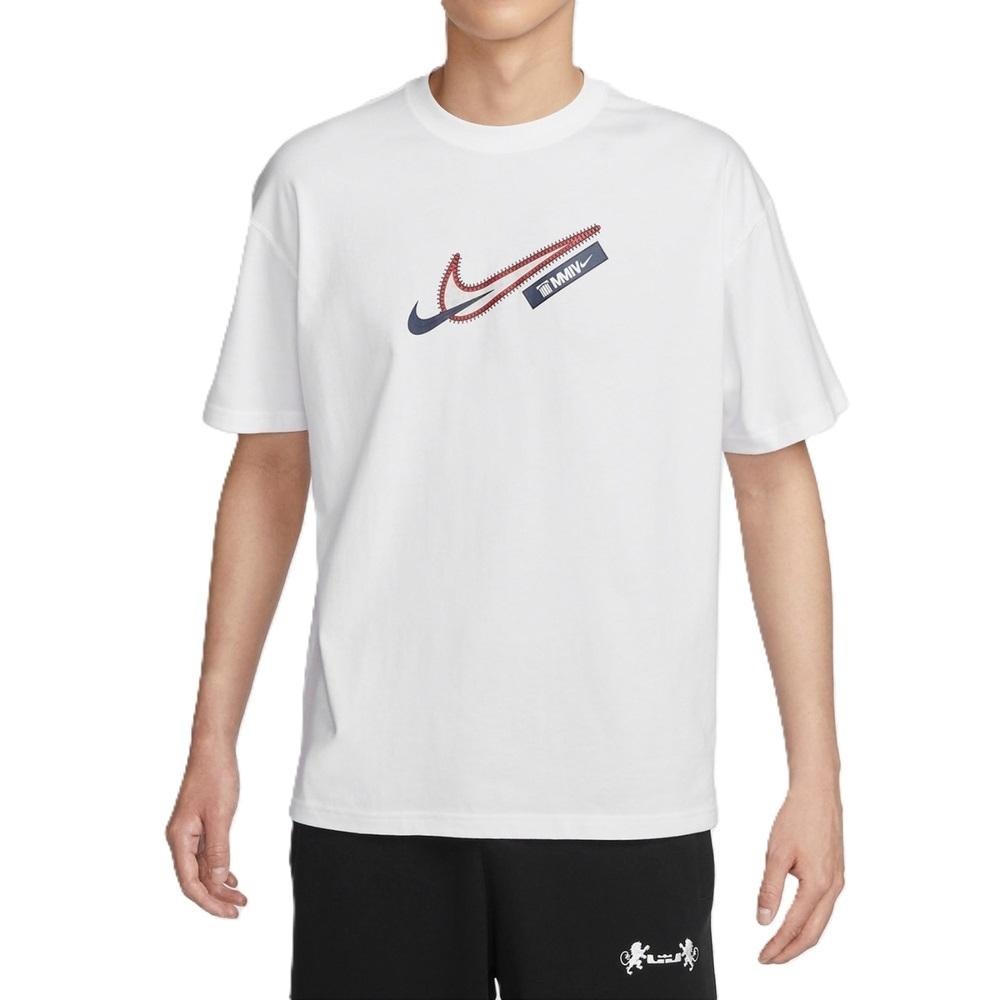 Nike LBJ Max90 Tee 男款 寬鬆 純棉 短袖 巴黎奧運 美國隊配色 白 FZ8076 100 藍410-細節圖3