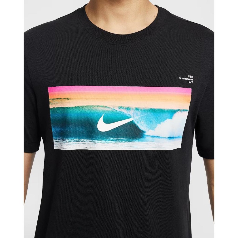 Nike Sportswear 短袖 上衣 T恤 海浪 彩色 經典 休閒 純棉 HJ0761 白 100 黑 010-細節圖9