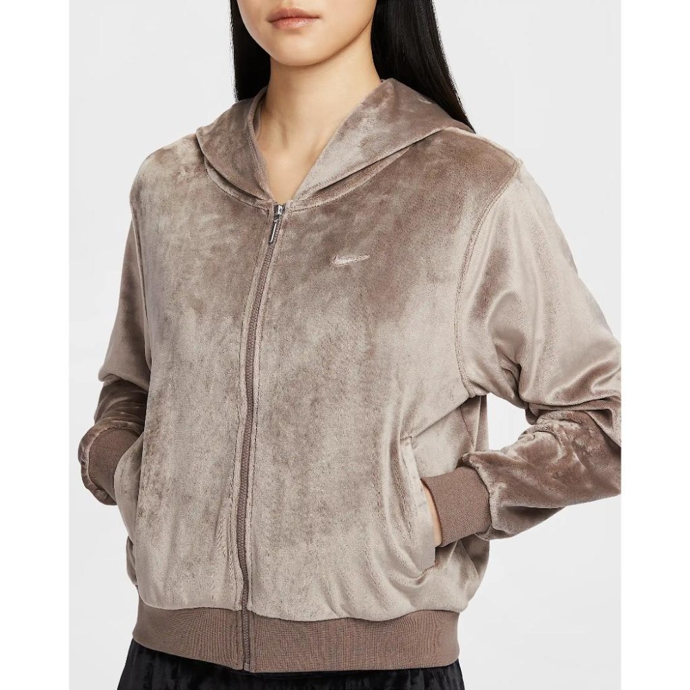 Nike Sportswear Chill Knit 舒適 毛毛 絲絨 外套 HJ0958 米白 104 棕色 233-細節圖2