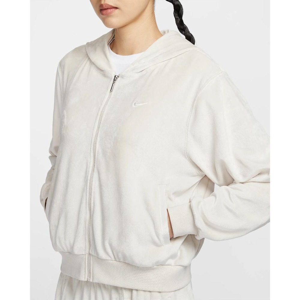 Nike Sportswear Chill Knit 舒適 毛毛 絲絨 外套 HJ0958 米白 104 棕色 233-細節圖3