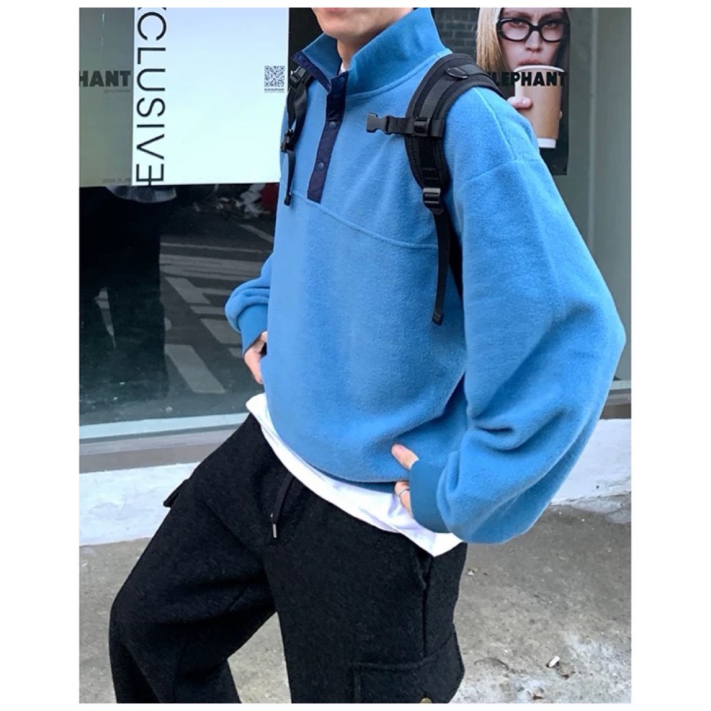 【SupeRich】韓貨代購連線🇰🇷質感立領半開襟開釦上衣-細節圖4