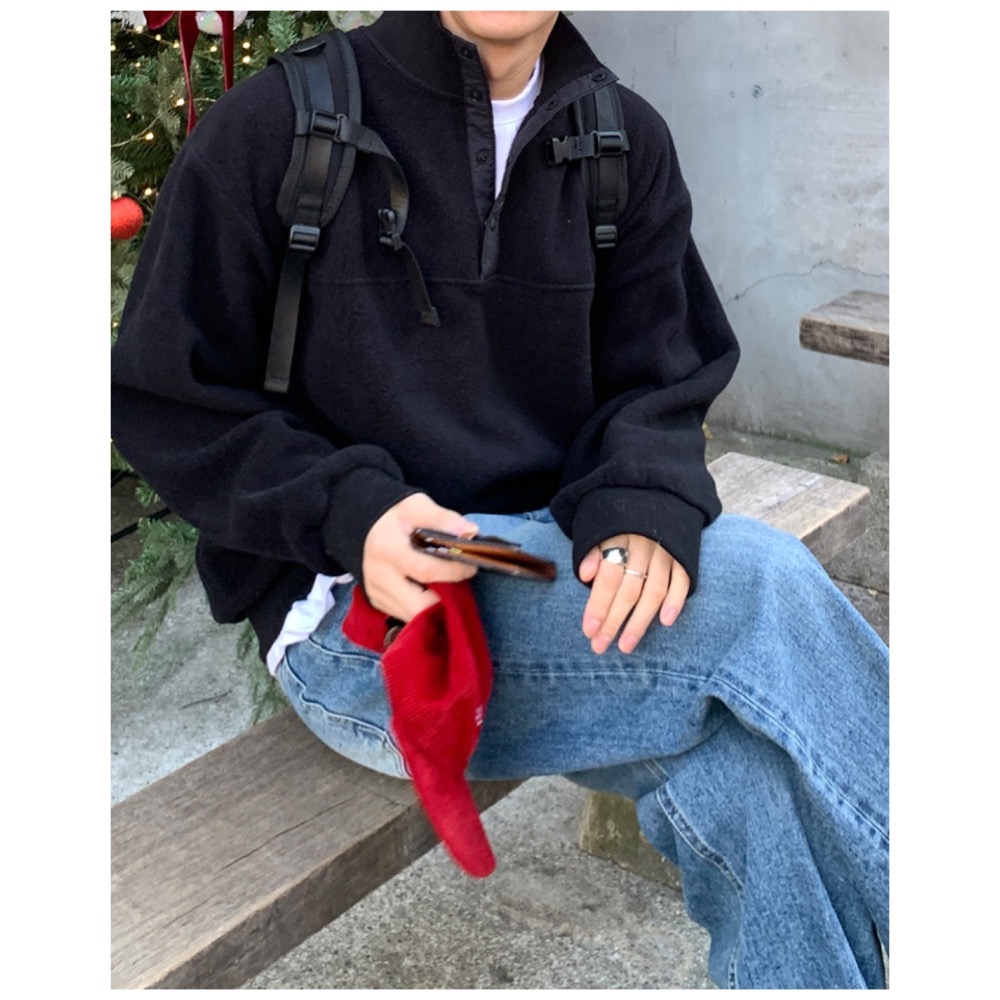 【SupeRich】韓貨代購連線🇰🇷質感立領半開襟開釦上衣-細節圖5