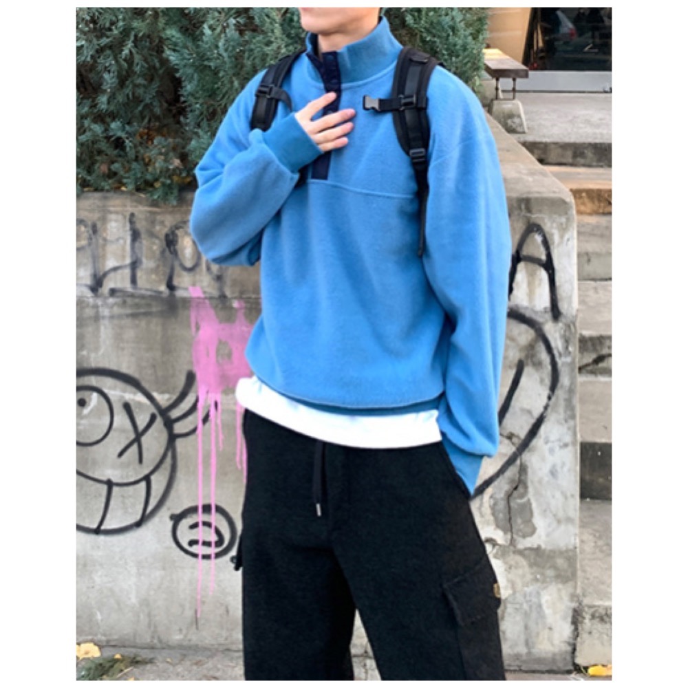 【SupeRich】韓貨代購連線🇰🇷質感立領半開襟開釦上衣-細節圖6