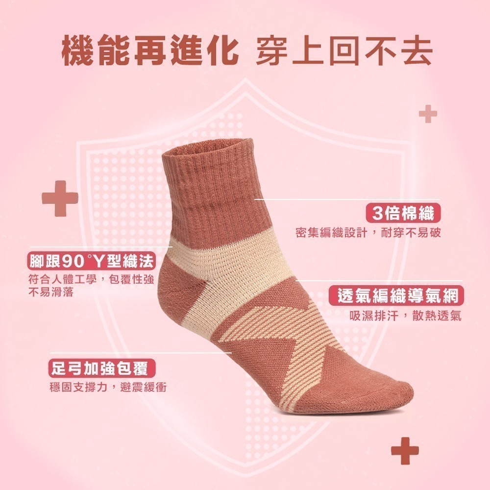 貼貼身 穩步 360° 足弓機能除臭襪 (1/2長女款) 台灣襪子-細節圖3